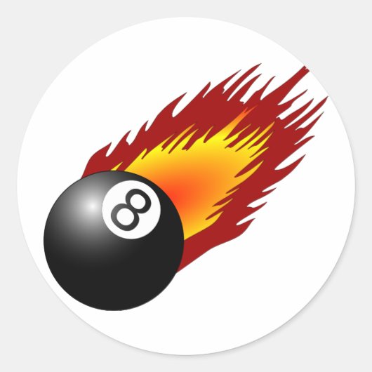 8Ball mit Flammen Runder Aufkleber (Vorderseite)