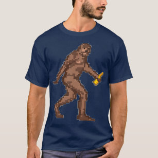 8bit Bigfoot mit einem Bierfass-70er T-Shirt