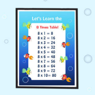 8er-Reihe Poster für Kinder Ozean-Mathematik