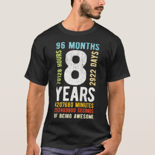 8th Birthday 8 Years Old Vintage Retro 96 Mon T-Shirt