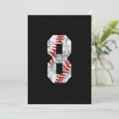 8th Birthday Baseball Big Number Eight 8 Year Einladung (Stehend Vorderseite)