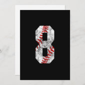 8th Birthday Baseball Big Number Eight 8 Year Einladung (Vorne/Hinten)