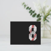 8th Birthday Baseball Big Number Eight 8 Year Postkarte (Stehend Vorderseite)