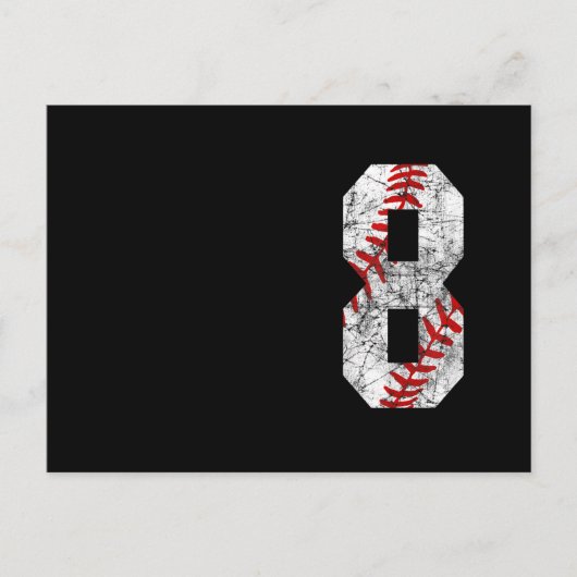 8th Birthday Baseball Big Number Eight 8 Year Postkarte (Vorderseite)