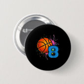 8th Birthday Basketball 8 Year Old Bday Srts Boys Button (Vorne & Hinten)