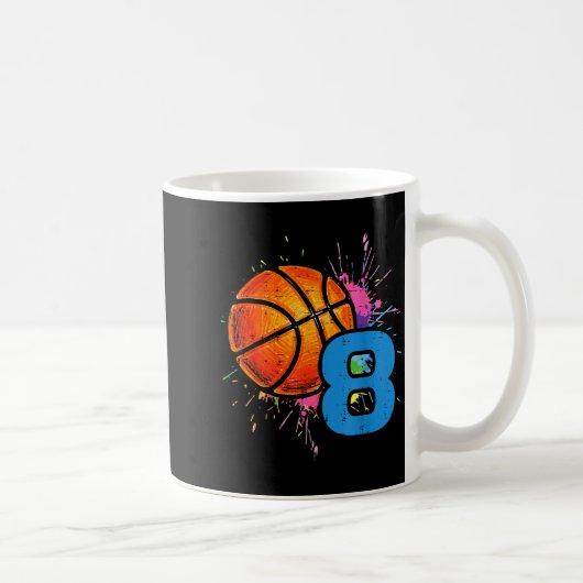 8th Birthday Basketball 8 Year Old Bday Srts Boys Kaffeetasse (Rechts)