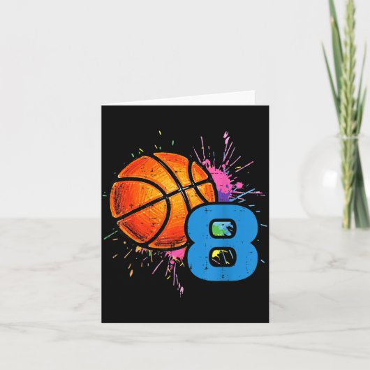 8th Birthday Basketball 8 Year Old Bday Srts Boys Karte (Vorderseite)