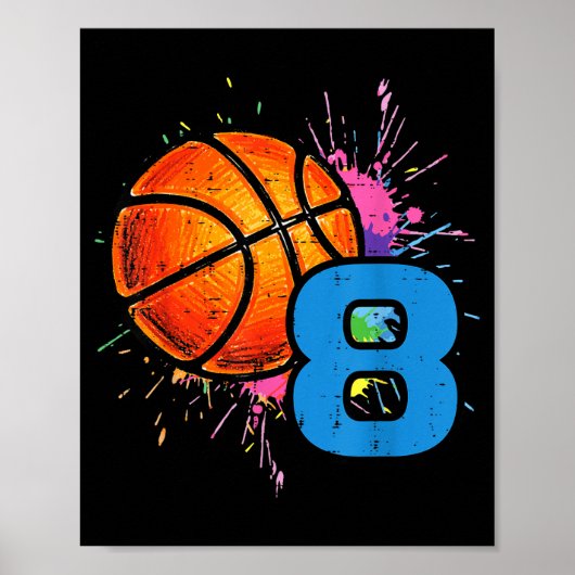8th Birthday Basketball 8 Year Old Bday Srts Boys Poster (Vorne)