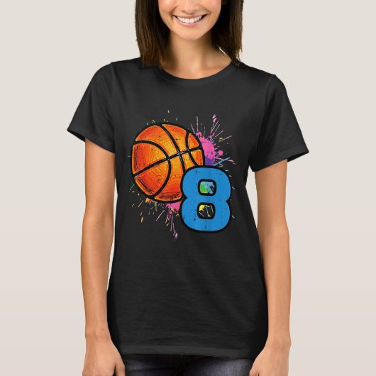8th Birthday Basketball 8 Year Old Bday Srts Boys T-Shirt (Vorderseite)