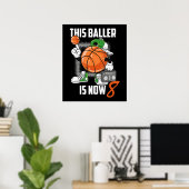 8th Birthday Basketball Player Funny 8 Years Old Poster (Heimbüro)