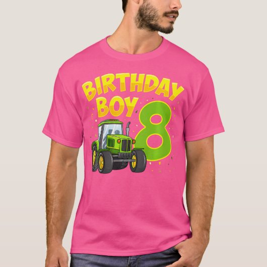 8Th Birthday Boy 8 Year Old Farm Truck Tractor Par T-Shirt (Vorderseite)