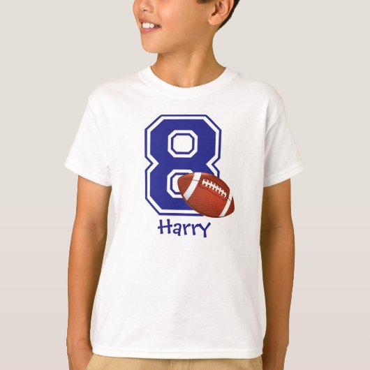 8th Birthday Boy Football Personalized T-Shirt (Vorderseite)