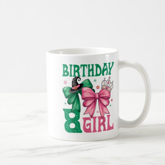 8th Birthday Girl Witch Nk Green 8 Year Old Birthd Kaffeetasse (Rechts)