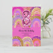 8th Birthday Girls Invitation Einladung (Stehend Vorderseite)