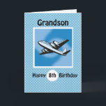 8th Birthday, Grandson, Airplane on Blue Karte<br><div class="desc">Airplanes are a great theme for boys of this age. This plane is flying high as you wish your Grandson a happy 8th birthday. Blue background with white polka dots add a feeling of celebration and fun for an eighth birthday.</div>