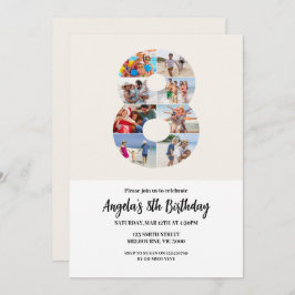 8th Birthday Invitation Minimalist - Number 8 Einladung
