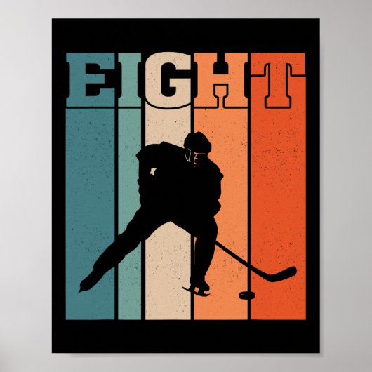 8th Birthday Retro Ice Hockey 8 Years Old Boy Girl Poster (Vorne)