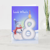 8th Birthday Snowman with a Snowy Eight  Karte (Vorderseite)