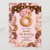 8th Donut Birthday Girls Invitation Einladung (Vorne/Hinten)
