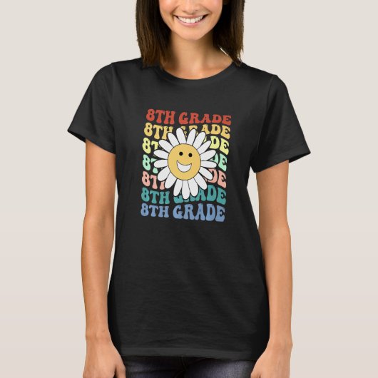 8th Eighth Grade Teacher Back To School Retro Sunf T-Shirt (Vorderseite)