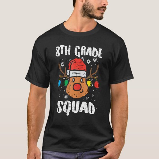 8th Grade Squad Reindeer Teacher Christmas 1 T-Shirt (Vorderseite)