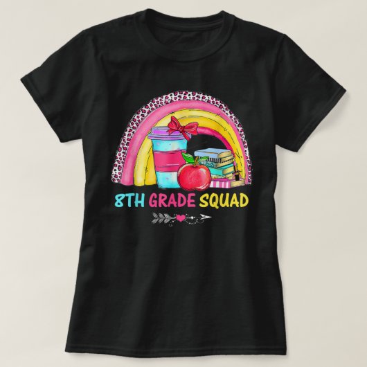 8th Grade Squad Teacher Leopard Rainbow Back To Sc T-Shirt (Design vorne)