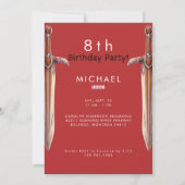 8th Swords Red Birthday Party Invitation Einladung (Vorderseite)