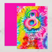 8th Tie Dye Birthday Einladung (Vorne/Hinten)