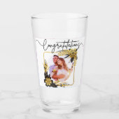 8th Wedding Anniversary Black & Gold Photo Glas (Vorderseite)