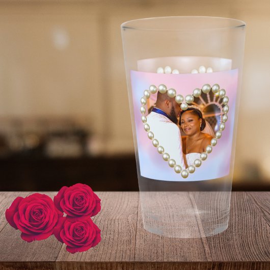 8th Wedding Anniversary Pearl Heart Keepsake Glas