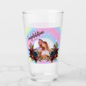 8th Wedding Anniversary Romantic Floral Couple Glas (Vorderseite)