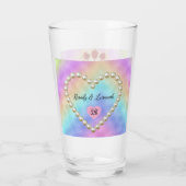 8th Wedding Anniversary Soft Pastel Floral Couple Glas (Rückseite)