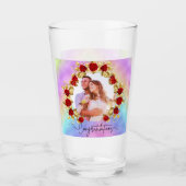 8th Wedding Anniversary Soft Pastel Floral Couple Glas (Vorderseite)