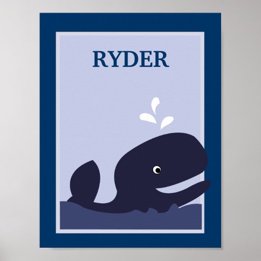 8X10 Ahoy Mate Whale Nautical Kinderzimmer Art Pri Poster (Vorne)