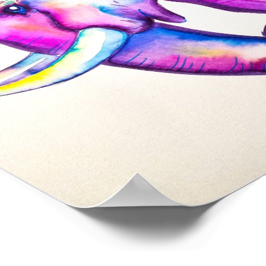 8x10 Aquarellfarbener Elefant Poster (Ecke)