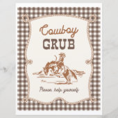 8x10 Braunes Gingham Cowboy Grub Schild (Vorderseite)