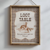 8x10 braunes Gingham-Cowboy-Loot-Tischschild