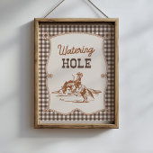 8x10 braunes Gingham-Cowboy-Wasserloch-Schild