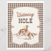 8x10 braunes Gingham-Cowboy-Wasserloch-Schild (Vorderseite)