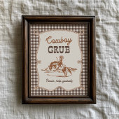 8x10 Brown Gingham Cowboy Grub Sign
