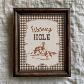 8x10 Brown Gingham Cowboy Watering Hole Sign