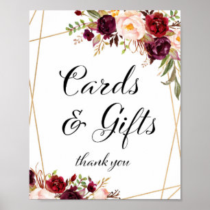 8x10" Burgunder Boho Blumen Schild