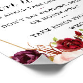 8x10" Burgundy Boho Floral Brautparty Sign Poster (Ecke)