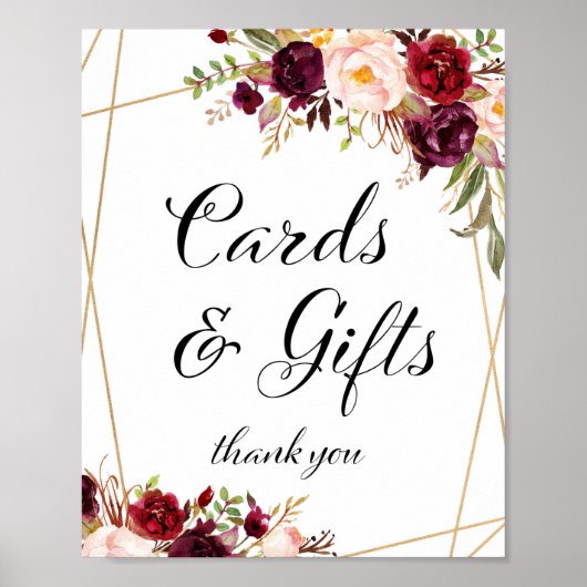 8x10" Burgundy Boho Floral Sign Poster (Vorne)