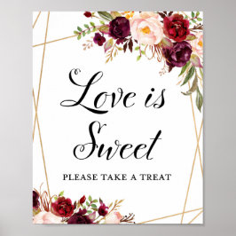 8x10" Burgundy Boho Floral Sign Poster