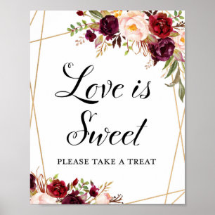 8x10" Burgundy Boho Floral Sign Poster