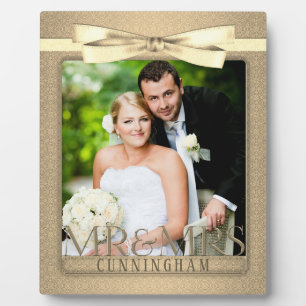 8x10 Champagne Damask Mrs. Wedding Foto Plaque Fotoplatte