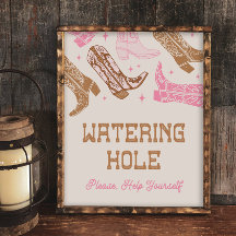 8x10 Cowgirl Watering Hole Sign