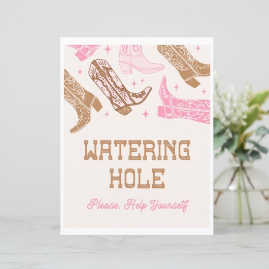 8x10 Cowgirl Watering Hole Sign (Stehend Vorderseite)