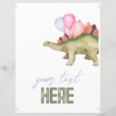 8x10 Editable Girl's Dinosaur Party Sign (Vorderseite)